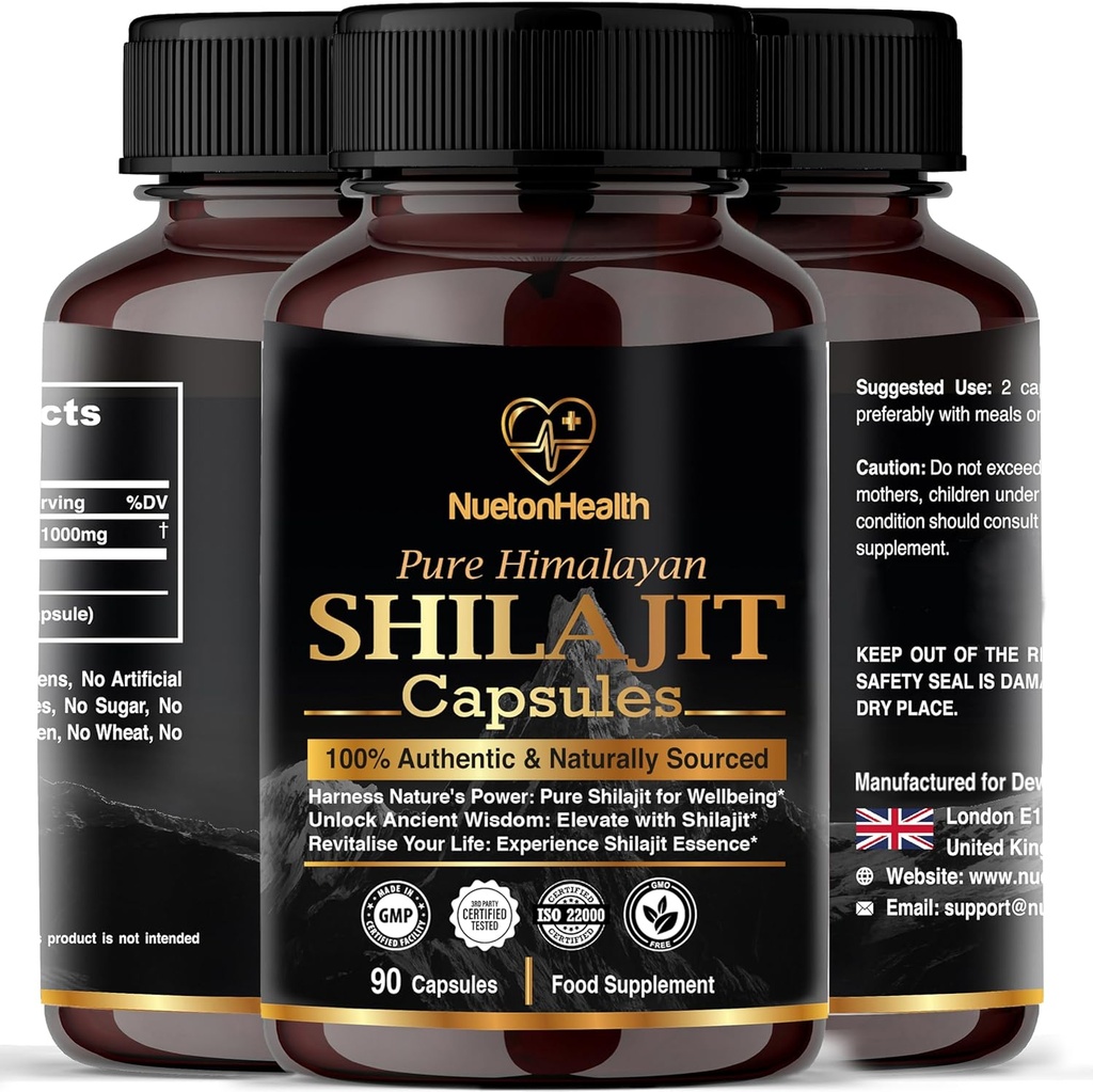 Himalajski Shilajit kapsule - 100% Pure & Natural 90 Veganske tablete - Gold stopnje Wellness, Energy & Vitality dodatek za moške in ženske - stopnje A Shilajit Bogata v Fulvic & Humic Acid