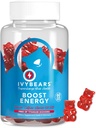 IvyBears® Energy Boost Gummies – Veganski žvečljivi energijski dodatki z vitaminom B12 & Naravni kofein – Fokus, Dnevna energija in Stamina Podpora – Pred vadbo Gummies – 60 Count