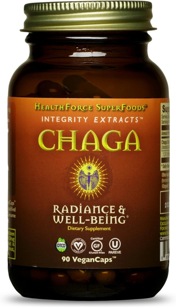 HealthForce SuperFoods Izvlečki integritete Chaga – kapsule - 90 veganskih kapsul