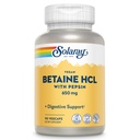 SOLARAY Vegan Betain HCL s pepsinom - Klorovodikova kislina dodatek za digestivno zdravje - z betain hidrokloridom in digestivnimi encimi - Gut Health Support - 60-dnevni garancija, 90 VegCaps