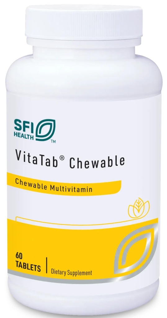 Klaire Labs SFI Zdravje VitaTab Žvečljivi - Multivitamin s 24 Vital Nutrienti za otroke in odrasle, Naravna češnjevo-oranžna aroma, Brez umetnih barv, arom ali konzervansov (60 tablet)