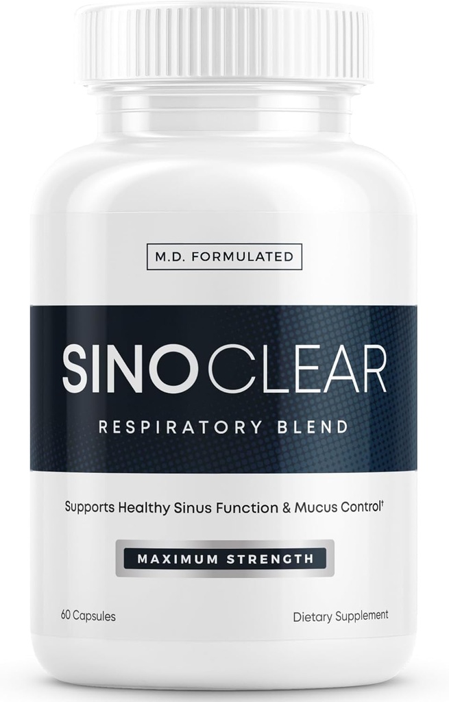 SinoClear Lung Detox & Sinus tlačna olajšava (60 kap): Čist in naravna Nasal Dekongestiv, Sinus Relief, & Lung Cleanse Mešanica - NAC, Andrographis, & Thyme Leaf - GSO-free & Made in USA