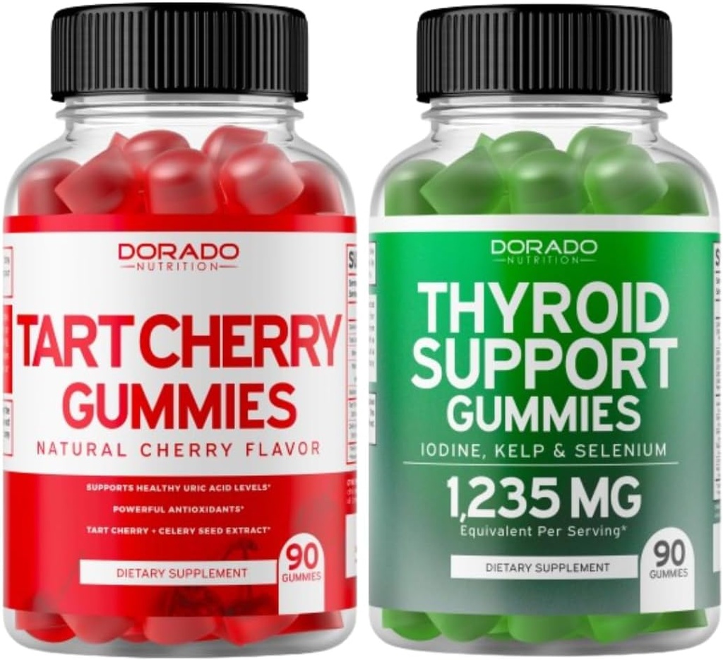 Tart Cherry (90 Gummies) Podpora sečnine za odrasle - močan antioksidant s podporo semenu in ščitnici (90 Gummies) Ashwaganda & Bladderwrack Supplement - Vegan & Made in USA