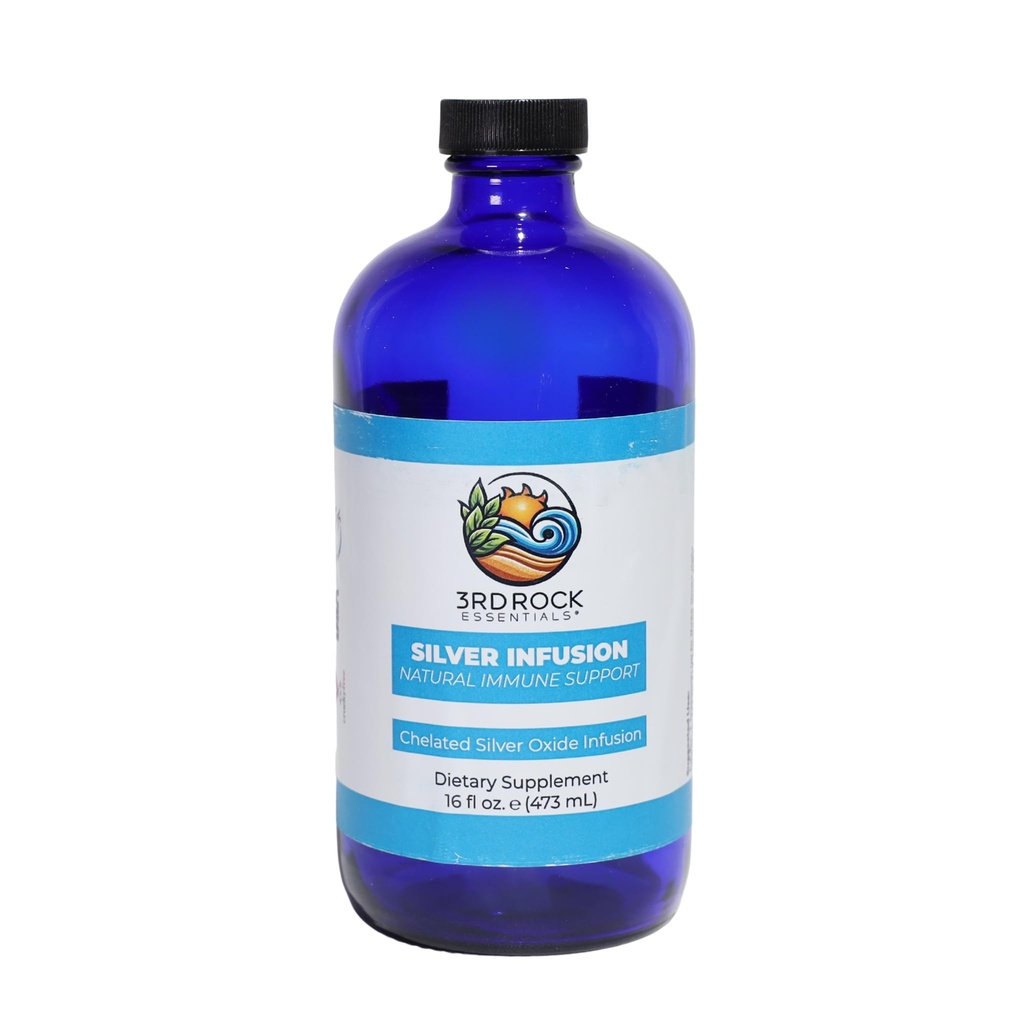 3rd Rock Essentials Silver Infusion 150 PPM Silver Oxide Tonic Prehranska dopolnila Vse naravne tekočine Imunska podpora Dodatek osebno nega (16 oz)