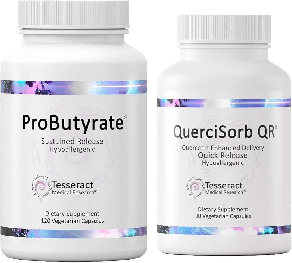 Teseract Gut & Imunska podpora Buttle – ProButyrate 600 mg & QuerciSorb Quercetin 400 mg, 120 + 90 Kapsule, hipoalergene, gastrointestinalne in imunskega zdravja