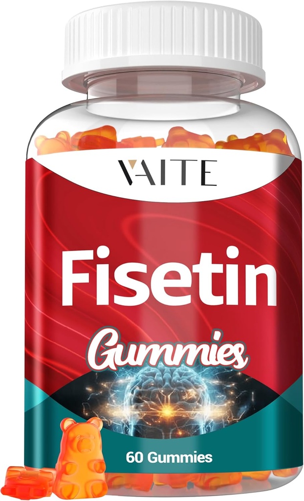 Fisetin dopolnila 500mg - Gummy dodatek, močan antioksidant mešanica za celično zdravstveno podporo - Vegan & Non-GMO Formula z Flavonoidi & Rastlinski izvlečki, Boost Kognitivne funkcije, 60 Gumies