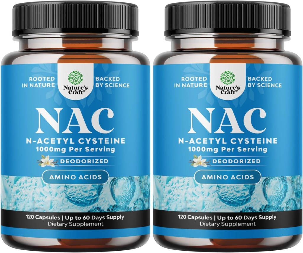 NAC dodatek N-Acetil Cysteine 1000mg - Veganska visoka absorpcija Ne-Smrdeča NAC 1000mg Kapsule Glutation Predkursor za čiščenje jeter Detox in popravila Plus Lung Health and Immunity Support (4 Meseci)