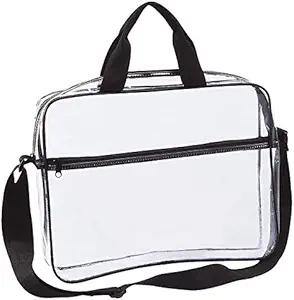 Clear Portfolio Briefcase Messenger Bag z ročaji Delo Dokument Skladiščenje Imetnik Transparent Travel Datoteke Organizator s sprednjim Zipper Pouch & Pen Pocket On side