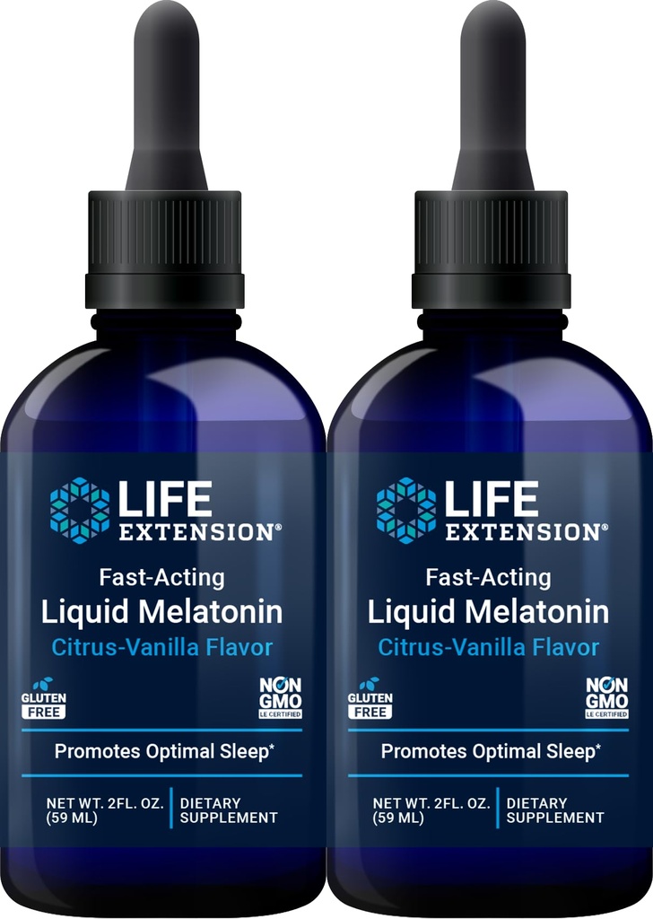 Življenjska razširitev hitro delujoči tekoči melatonin (Citrus-Vanilla), 2 fluidne ounce (Pack z 2)