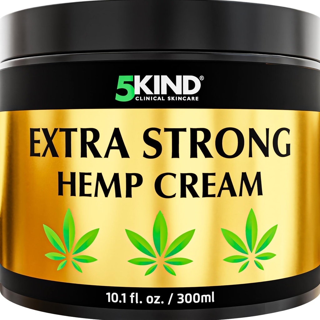 5kind ekstra močna konoplja krema 10.1 fl oz - največja moč - naravna blažilna skupna krema - Muscle Rub za spodnji del hrbta, sklepov, vratu, kolen in ramen