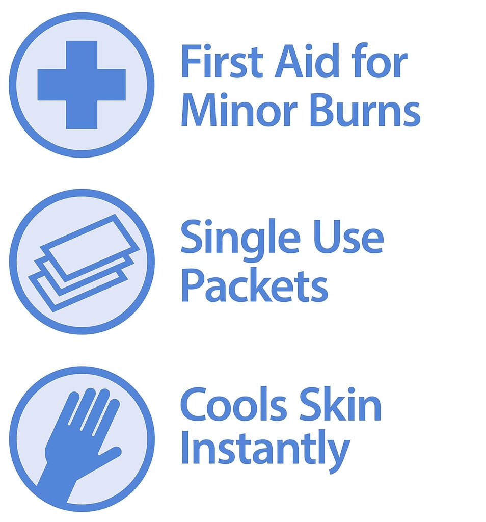 Globe First Aid Burn Gel z Aloe 0.9g paketi, (Škatla 144) Napredni gel prve pomoči za začasno oprostitev manjših opeklin, rezov in lusk