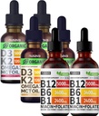NUSAVA Vitamin B12 Tekoče kapljice Skodelica, Jagoda z okusom D3 K2, & Vanilla z okusom D3 K2 - Močni tekoči vitamini za srce, energijo, možgane in imunske podpore - Non-GMO, Gluten-free, 2pk vsak