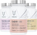 Vitruvin Beauty + Comfort Pack COQ10 200mg + Trans- Resveratrol 500mg + Curcumin 500mg, Vegan, Ne-GMO, Gluten-free, želatina-free. Zdrava koža, Lord, sklepi in možgani