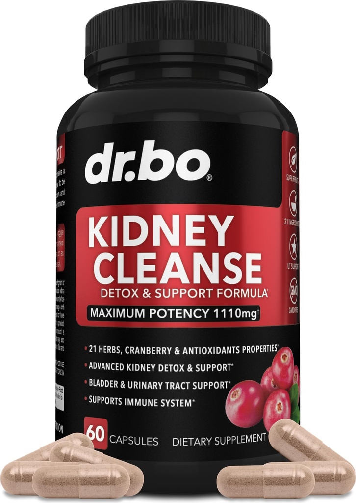 Ledvice Cleanse Detox Podpora - Naravni brusnice, Brinove jagode, Buchu & Uva Ursi Extract za podporo ledvice, Bladder & Sein Tract Health Supplements - Zeliščne Ledvične mešanice Formula tablete