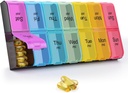 GREENCYCLE ekstra velike tedenske tablete Organizator 2 krat na dan,7 Day Pill Box AM PM Medicine Planner Dispenser Primer z XXL Compartment Home Pill kontejner za vitamine ribje olje dopolnila (Rainbow)