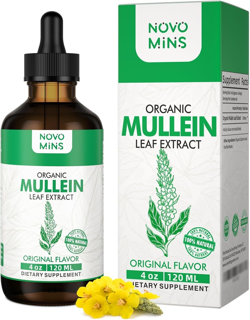 Mullein Leaf Tinkture - Lung Cleanse - Vegan Lung Detox - Dihalno zdravje in imunske podpore kapljice - Naravni dodatek tekoči ekstrakt 4 fl.oz. Klorofil
