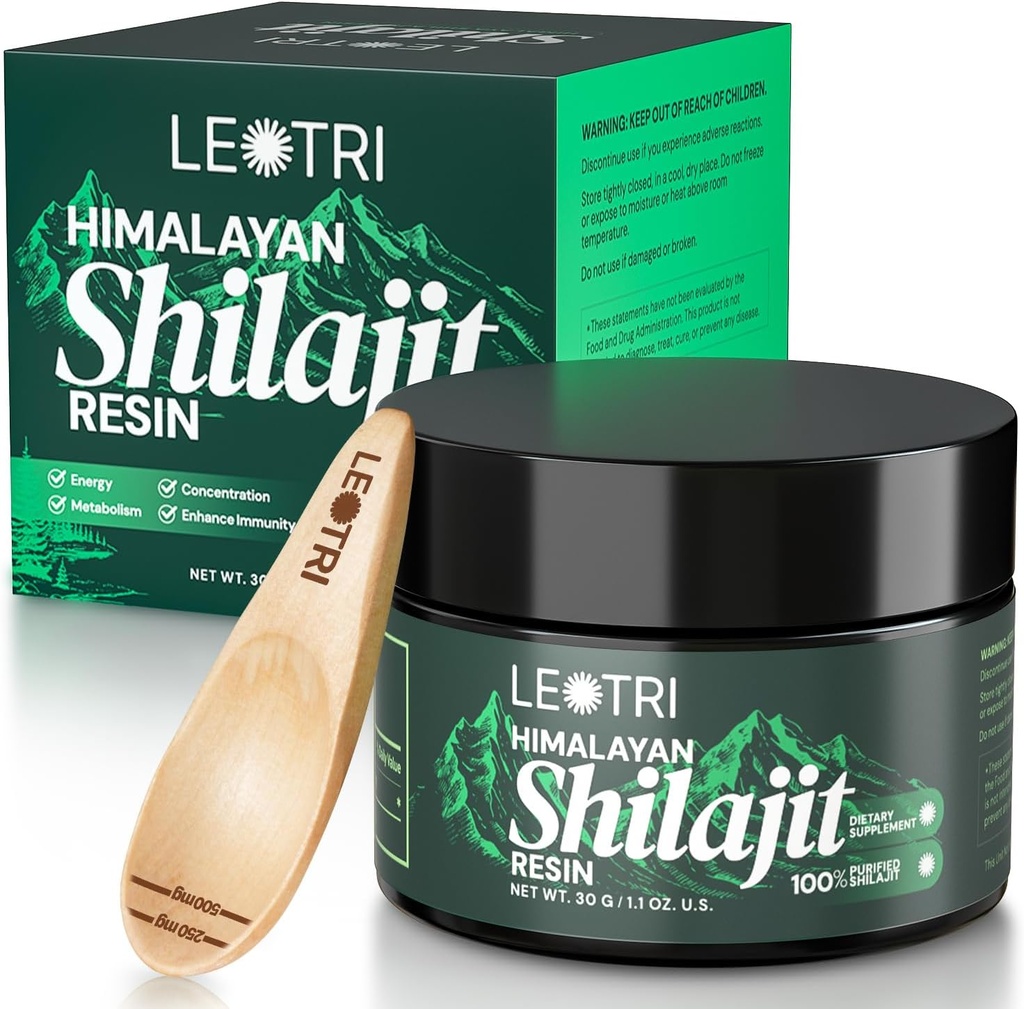 Shilajit Pure Himalajan Organic Shilajit Resin: Verodostojna Fulvična kislina z 85+ Trace Minerals - Gold stopnje Natural Sibirski Shilajit Dopolnilo za energetsko imuno podporo, 1.1 OZ