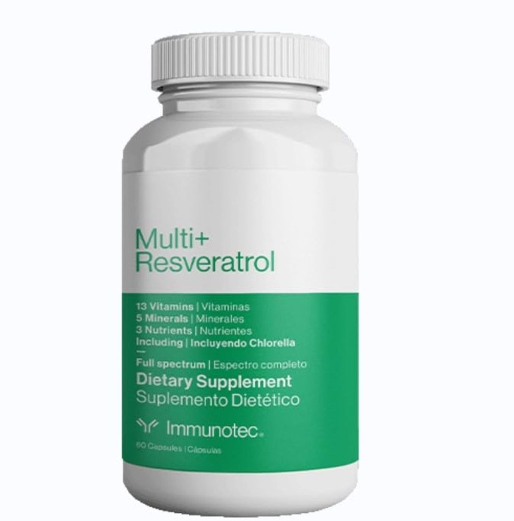 Imunotec - Multi+ Resveratrol - Prehranska dopolnila za celoten spekter - 13 Vitamini, 5 Minerali, 3 Nutrienti s klorolom