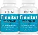 1500 MG Tinitus za zvonjenje ušes, Tinitus dodatek za zvonjenje ušes, Lastniška zeliščna mešanica, uho Tinitus za ženske, (60 Caps, 2-Pack)