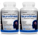 NeuroShield, Brain Supplement Nootropic Brain Booster in Memory Supplement, Vsebuje Huperzin A, Ginko Biloba, Bacopa Plus Antioksidanti za zdravje možganov, večsestavine, 2 steklenici, 180 kapsul