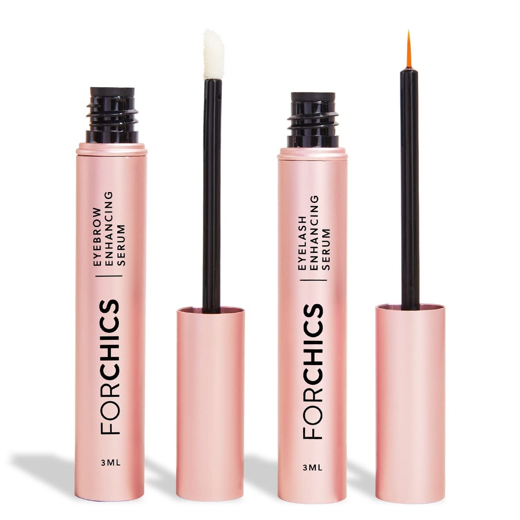 Lash & Brow rast bundle – Hormone-free izboljšanje za daljše las & Fuller Brows – Vegan, Natural & Gentle Serum Duo za 24/7 Hranilnica in krepitev [2x 0.10 fl. oz / 3ml]