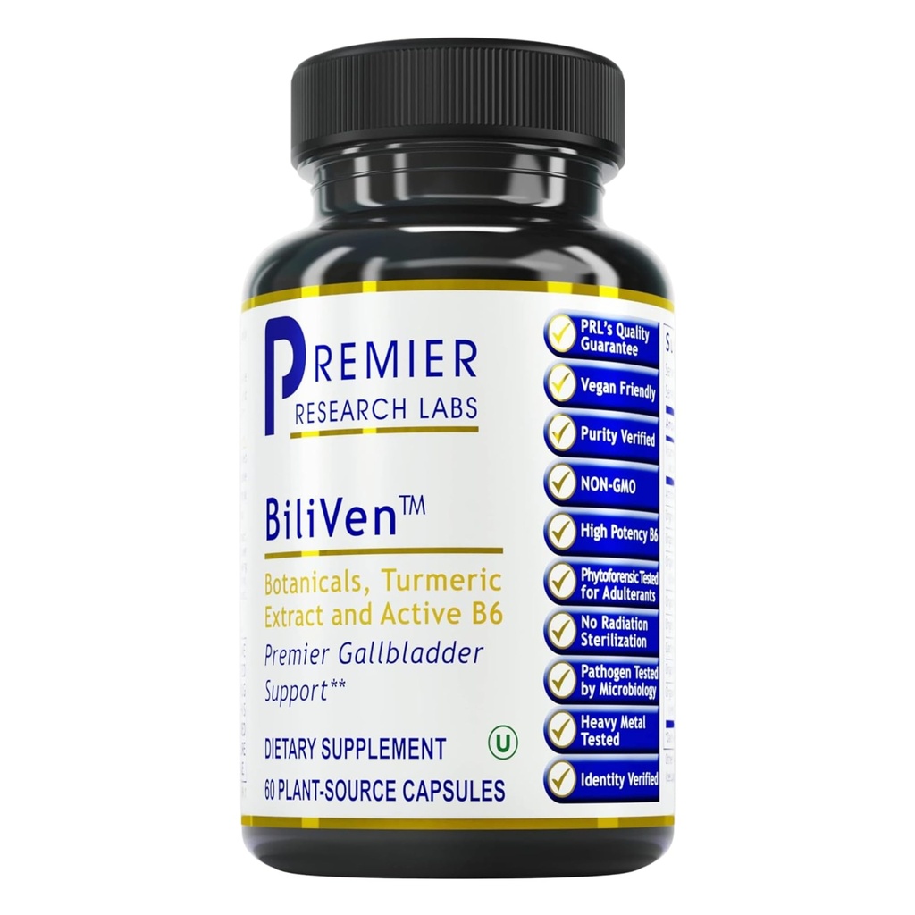 Premier Research Labs BiliVen -Gallbladder & Jetrna čistila, Gallbladder podporo tablete z artičoke ekstrakt, mleko osat, vitamin B6, pesa koren, kurkumin- 60 vegetarijanske kapsule