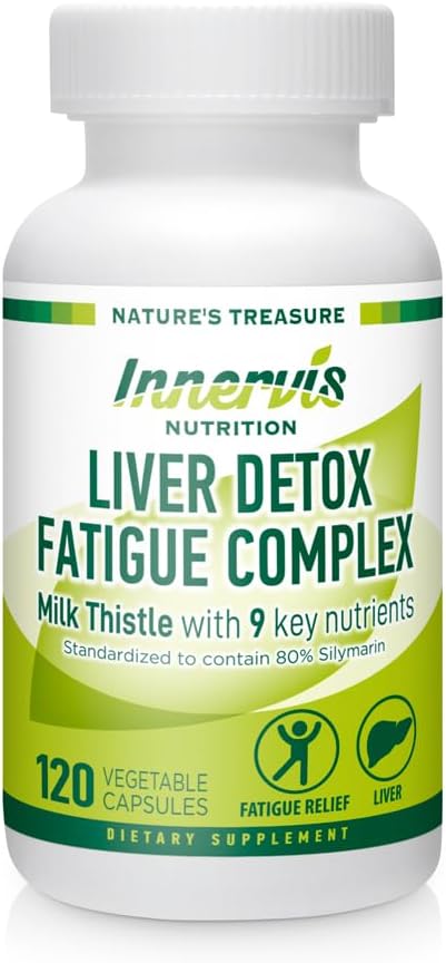 Jetra Detox & Energy Support – Milk Thistle + 9 Ključne sestavine, Presnova in zdravje jeter, 120 Veg Kapsule 