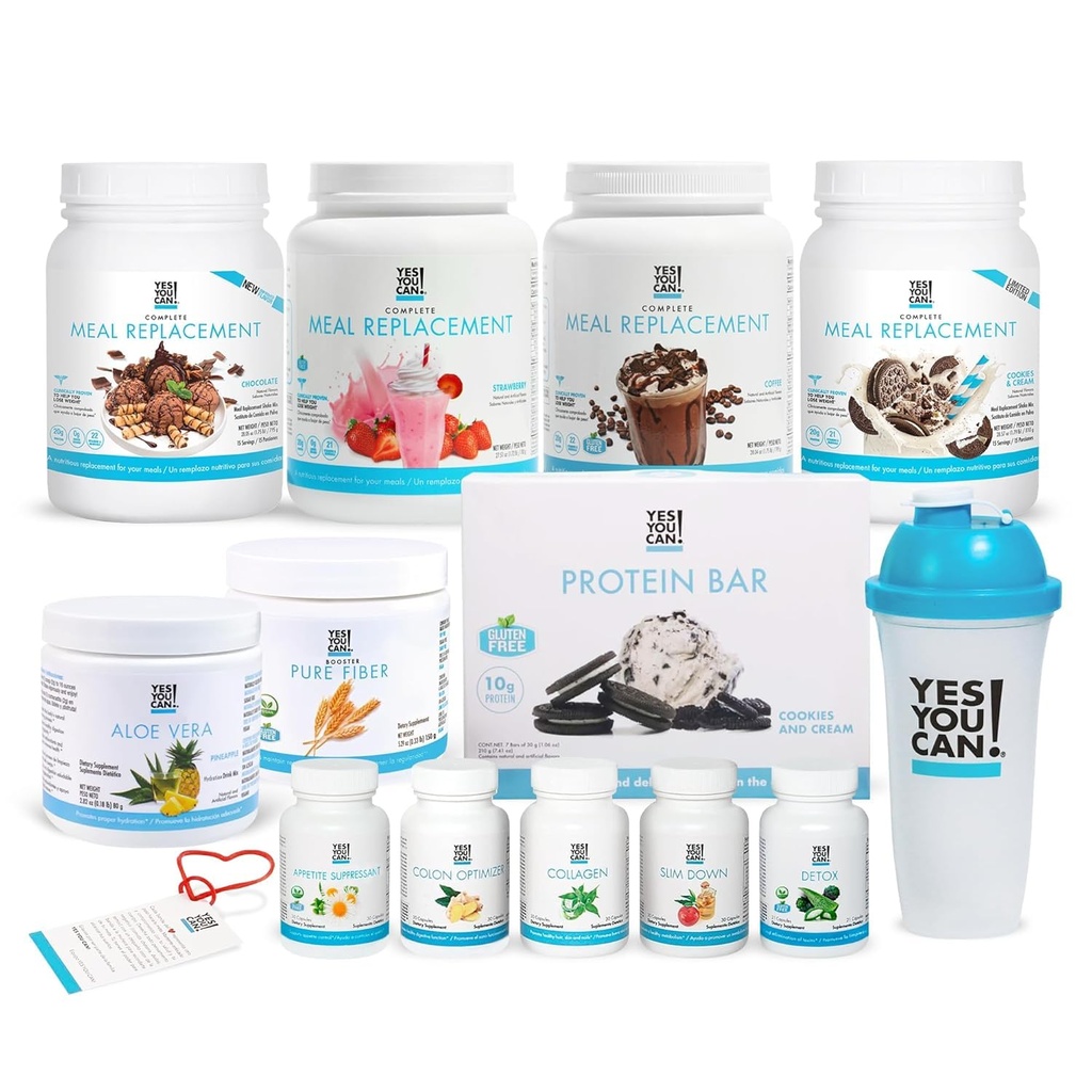 Da, lahko! Vse-v-enem kompletu z obroki, Aloe Vera Drink Mix, Fiber Shake Mixer, Beljakovine Prigrizki, Dodatki - Popoln Wellness Kit