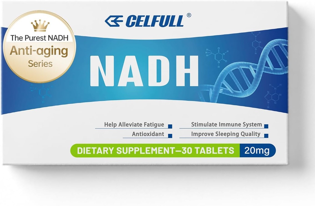 CELULL NADH dodatek 40mg Enchance NAD+ Dopolnilo za imunosupresivno podporo proti staranju celic Regeneracija energije in kronično utrujenost dopolnila