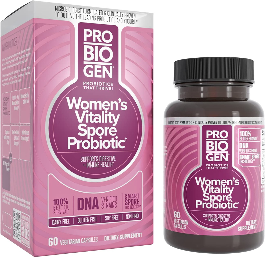Probiogen ženski dnevni dodatek, Vitalnost Probiotic Smart Spore tehnologija, Bela, 60 Število