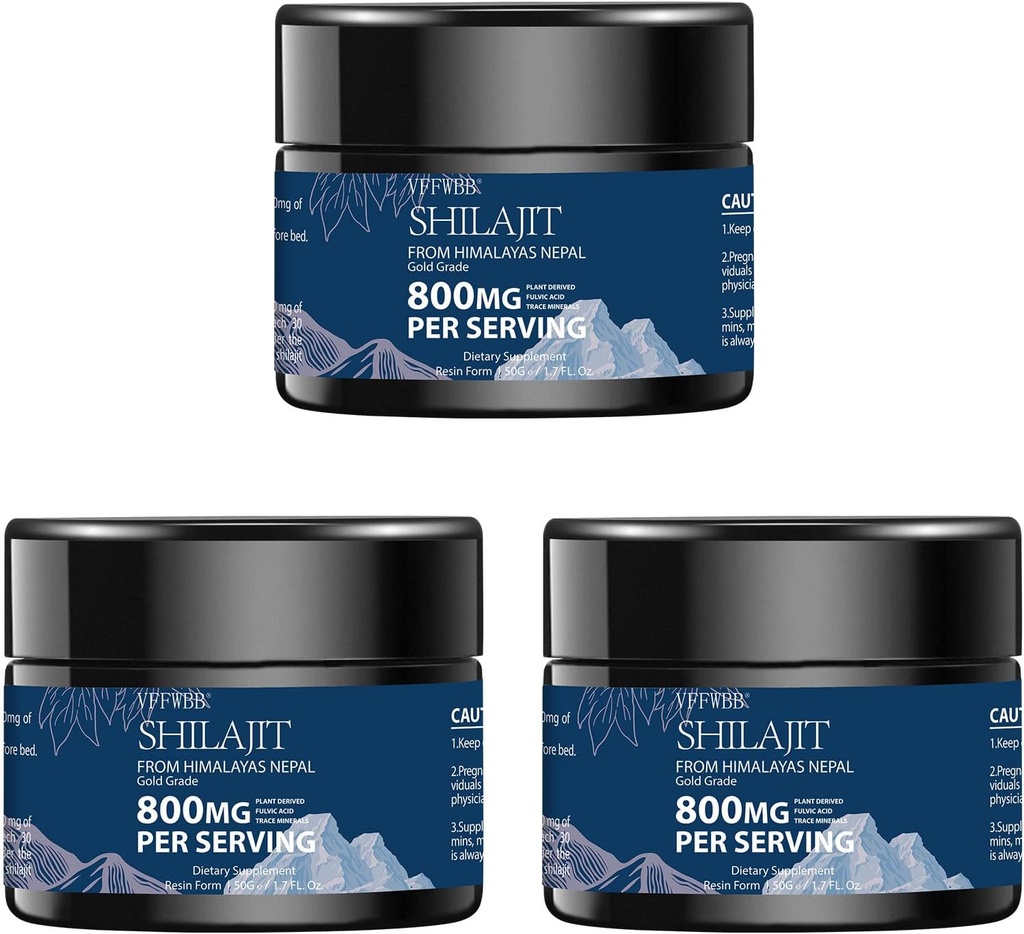 800mg Shilajit Pure Himalajan Organic Shilajit Resin-Gold Stopnja Shilajit za moške in ženske z 85+ Trace Minerals & Fulvic Acid-100% Naravni Shilajit dodatek za energijo in imuno podporo -50 Grams