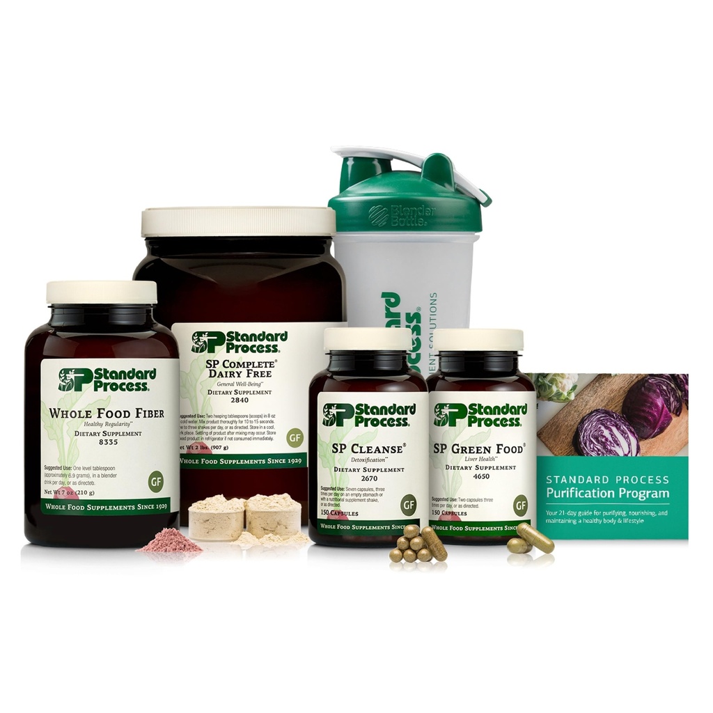 Standardni proces Purification product Kit with SP Complete® Dairy Free in Cela hrana Fiber - Celoten detox program - Vključuje vodnik & Blender steklenico - Vegan, Gluten-free & Non-Day Kit