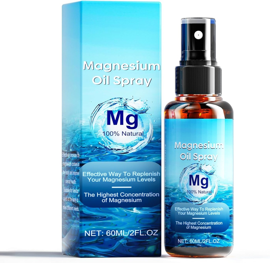 Magnezijevo olje Spray, 100% Čisto naravno Magnezijevo olje Dodatna moč, 60Ml Koža in telo Organsko magnezijev klorid olje Spray, Tekoči magnezijeva koža Spray za noge