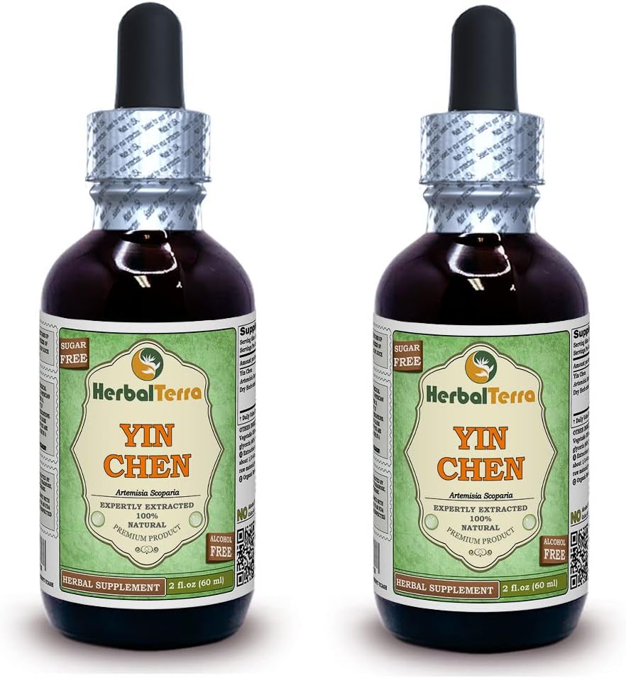 Yin Chen, Capillary Wormwood (Artemisia Scoparia) Glicerit, posušen herb alkohol-FREE tekoči ekstrakt (Brand name: HerbalTerra, Ponosno izdelan v ZDA) 2x2 fl.oz (2x60 ml)