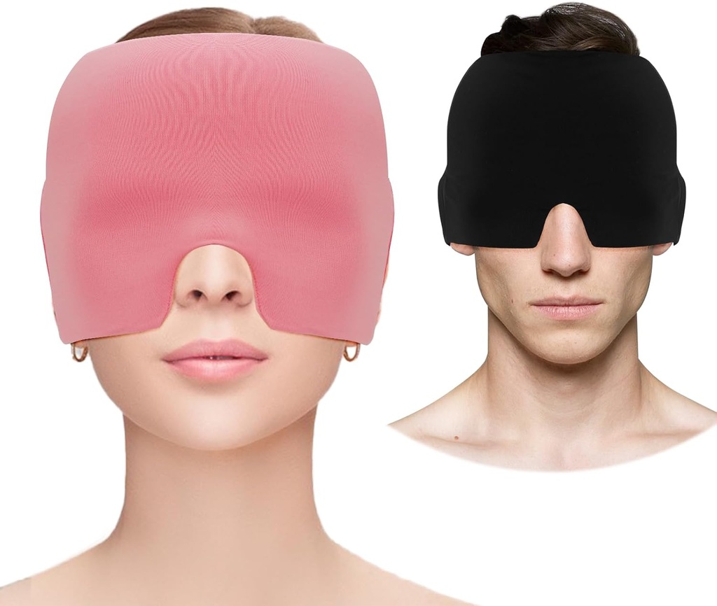 Migrena Glavobol Relief Cap, Gel hlajenje oči maska, Migrena Relief Cap Hot & Hladna terapija Hat Masko brez vonja Migrena Glavobol Klobuk za Sinus, Puffy oči, Tension, Stress Relief - Roza