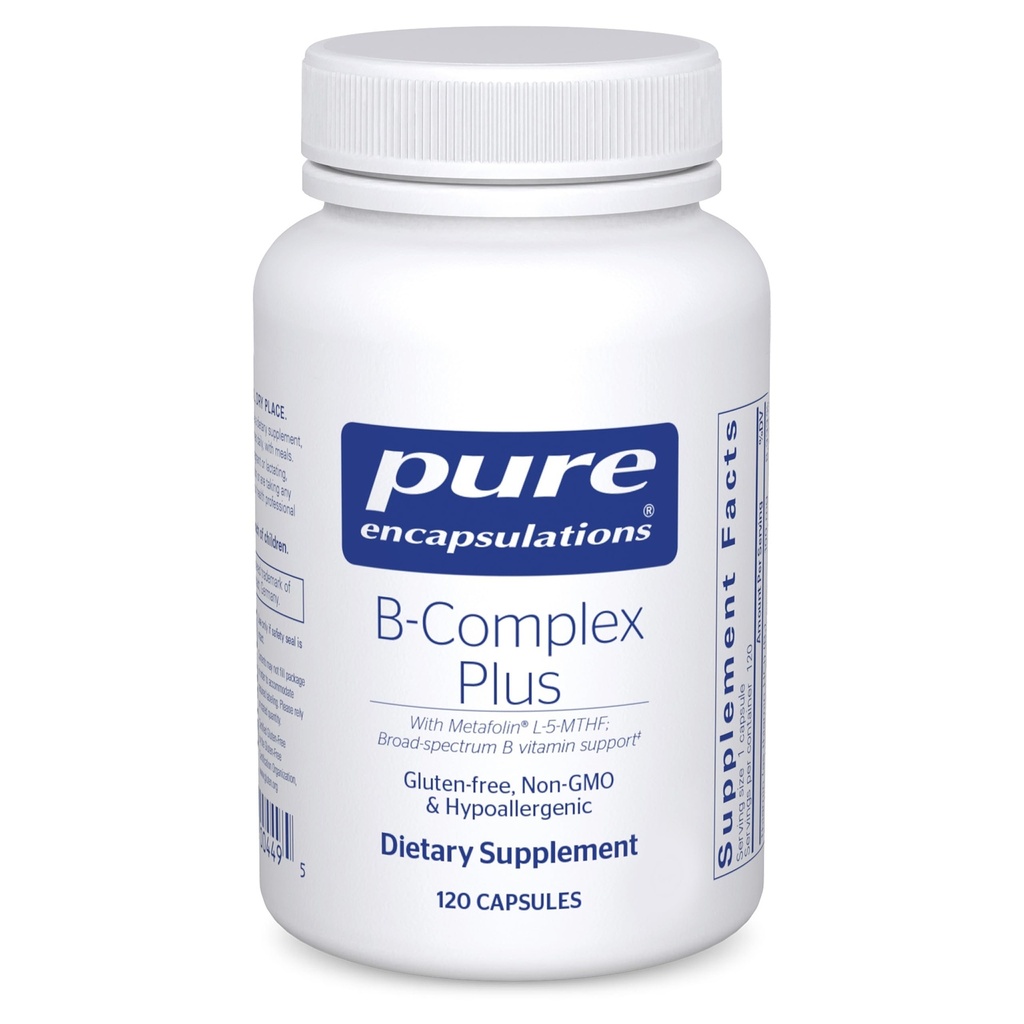 Čiste enkapsulacije B- Complex Plus - B Vitamini dopolnilo za podporo nevrološkega zdravja, kardiovaskularnega zdravja, energijske ravni in podporo živčnega sistema* - z vitaminom B12 & More - 120 kapsul