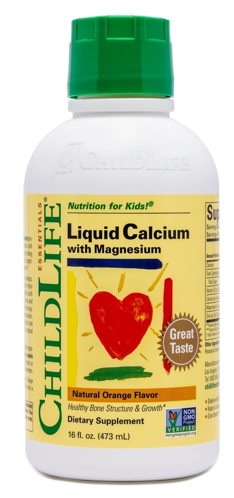 ChildLife Essentials Tekoči kalcij dodatek za otroke - Baby Calcium z magnezijem, cink, in vitamin D3 - Orange Flavor, 16 fl oz (1 pakiranje)