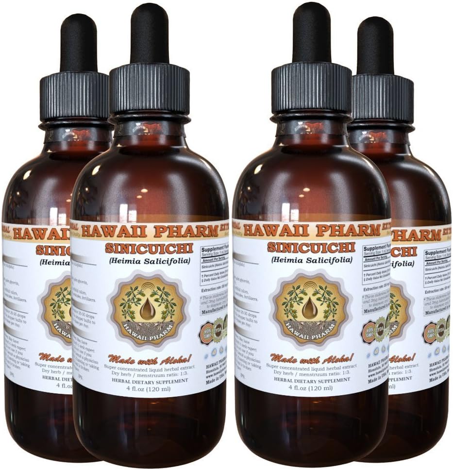 Sinicuichi Liquid Extract, Sinicuichi (Heimia Salicifolia) Tinktura, zeliščni dodatek, Havaji Pharm, Made in USA, 4x4 fl.oz