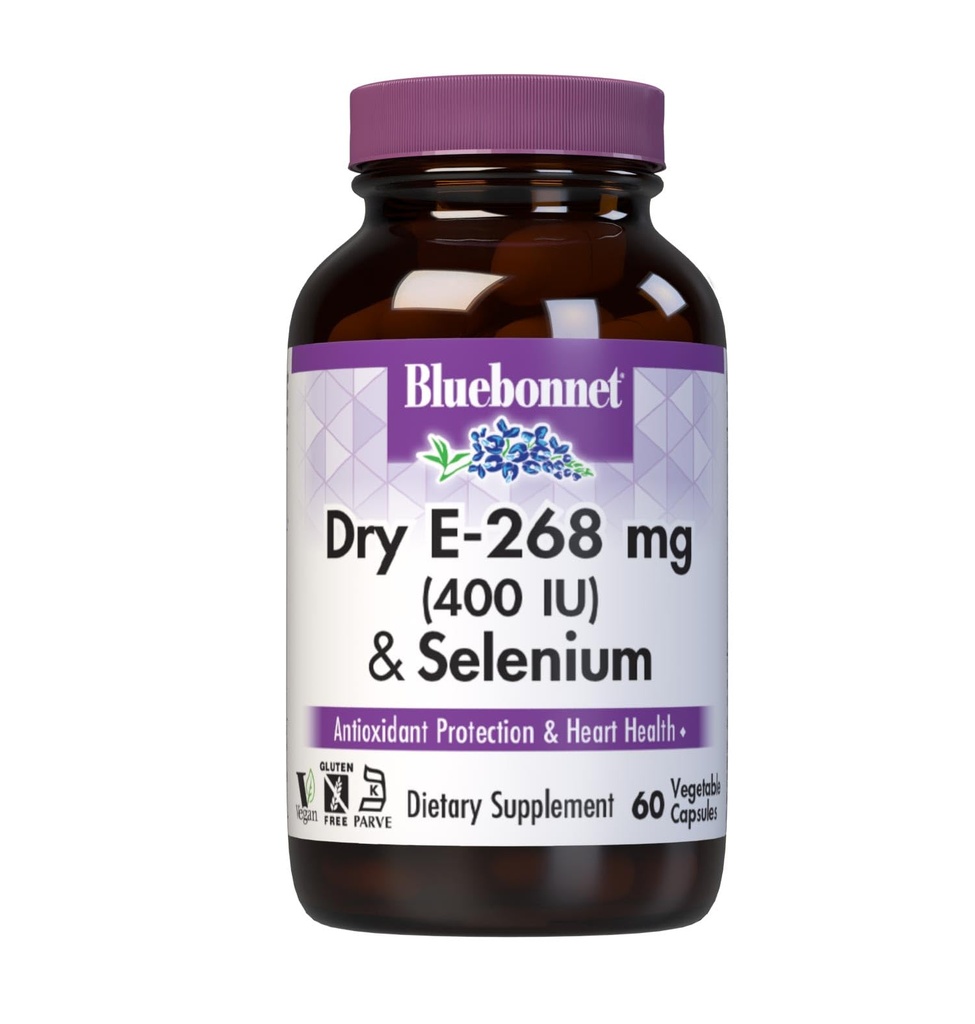 BlueBonnet Suhi E-400 IU Plus Selen Vegetarijanske kapsule, 60 števk