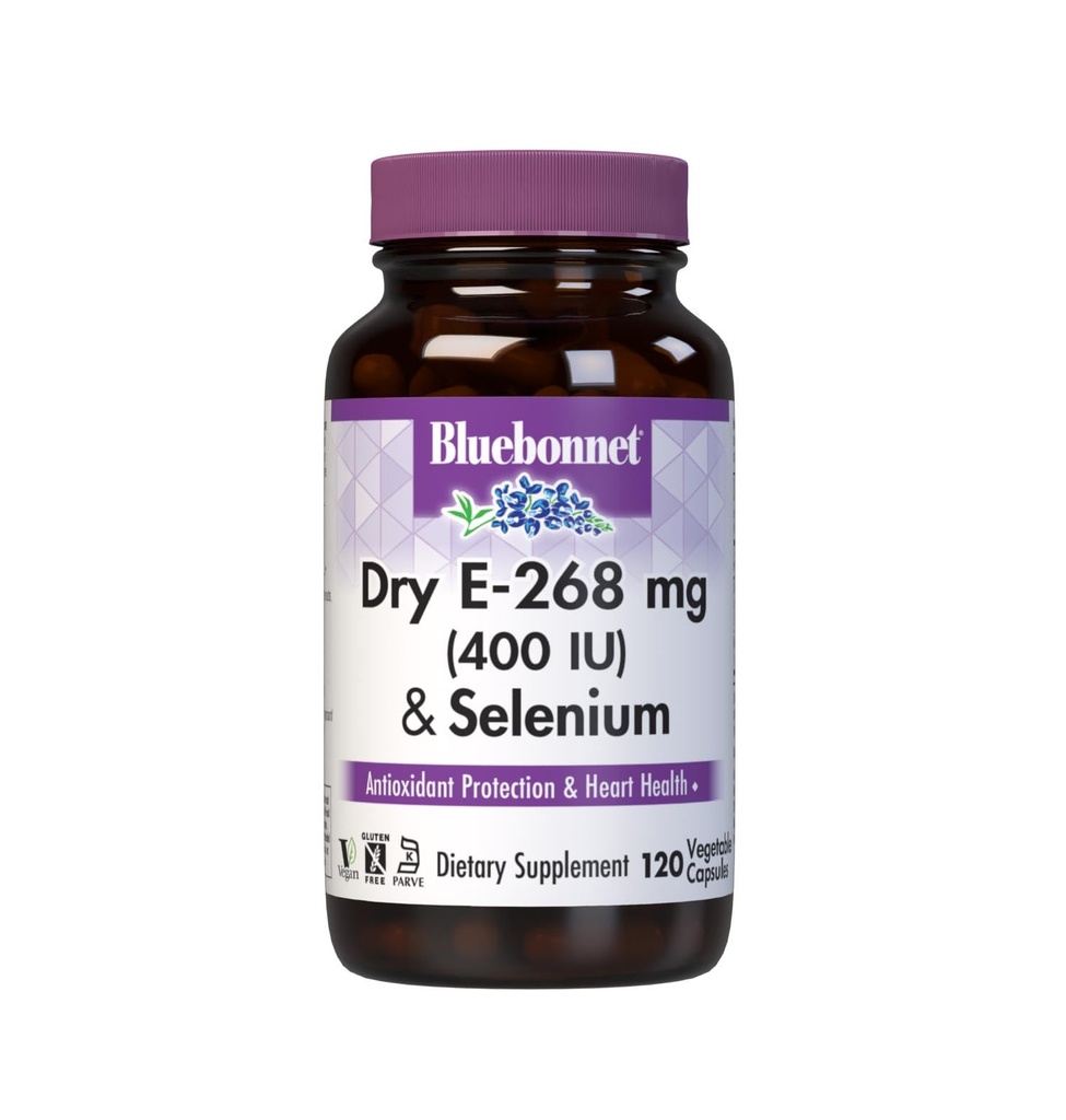 BlueBonnet Suhi E-400 IU Plus Selen Vegetarijanske kapsule, 120 Štetje, Bela