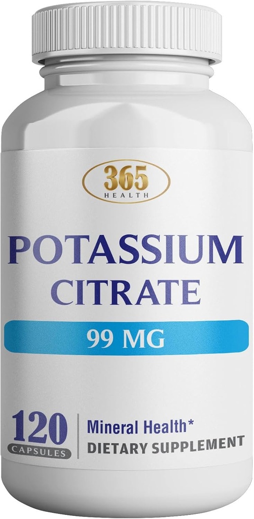 Zdravje Kalij (Citrat) - Essential Electrolyt dodatek za podporo živčevje in delovanje mišic Heart Health & Energy* - Kalijev Citrat Kapsula - 120 kapsul