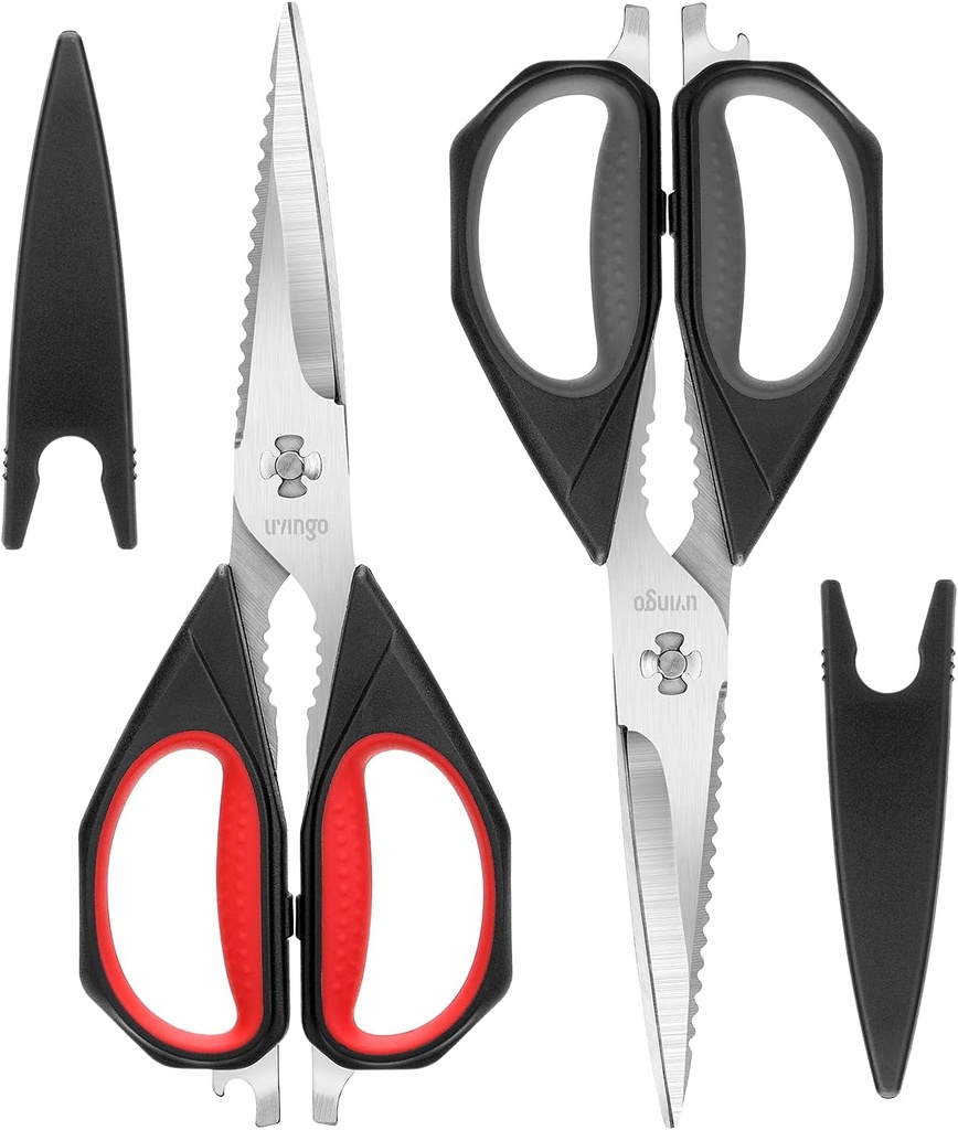 LIVINGO Kuhinja Škarje, 2 Pack 9.25" Pripomoček Vse Namen Perutnina Škarje Težke dolžnosti Pomivalni stroj varno, pridejo poleg Sharp Nerjaveče jeklo Kuhanje hrane Škarje za rezanje mesa, piščanca, zelenjava, Ribe