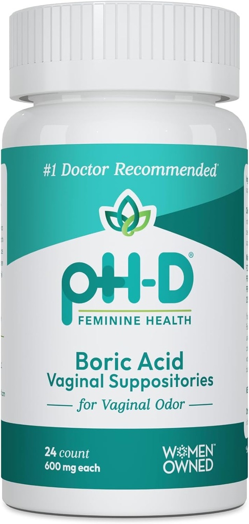pH-D Feminine Health - 600 mg Borove kisline Suppositorys - ženska v lasti - za Vaginalne Odor uporabo - 24 Count