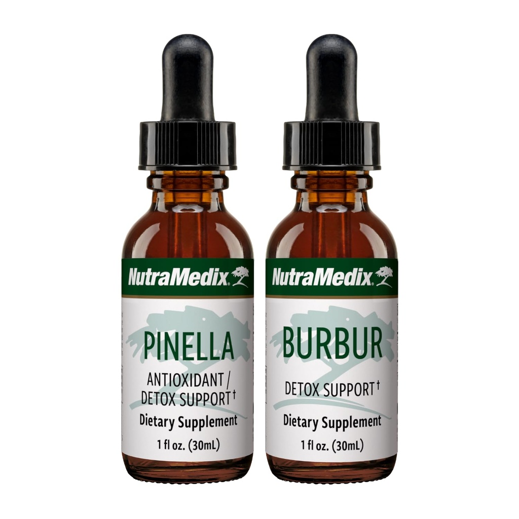 NutraMedix Podporni paket za detox - Tekoče kapljice za čiščenje in detox podporo in Occassional Brain Fog - Pinella Anise kapljice in Burbur Extract za zdravo razstrupljanje (2 Count, 1 Oz)
