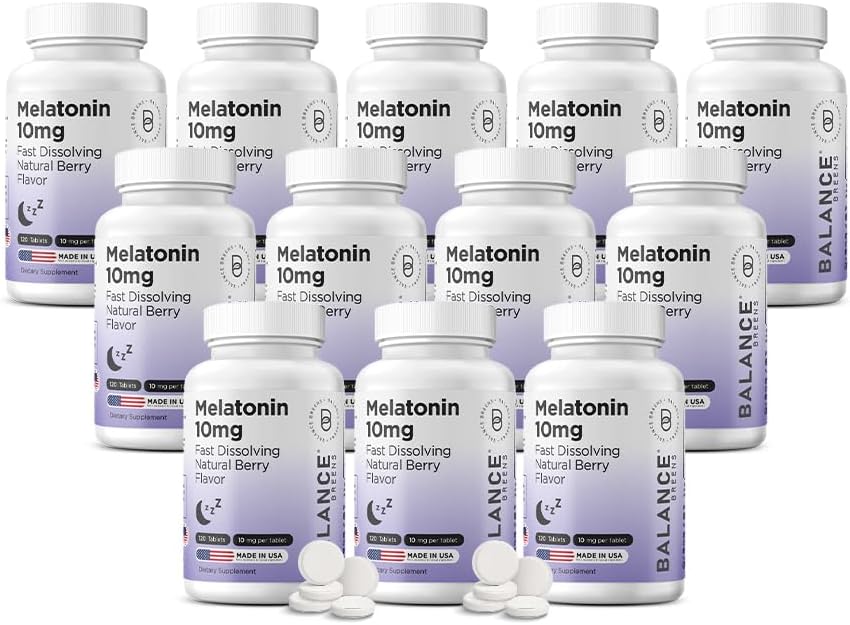 Balancebreens Melatonin 10mg Fast-Dissolve, 120 Tablete – Naravni spanec pomoč za mirne noči, brez drog podporo za sprostitev in mirnost