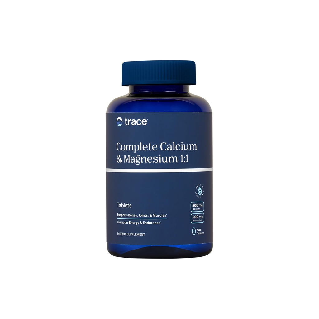 Trace Minerals Complete Calcium & Magnezij 1:1 - Prehranska dopolnila za zdravje kosti in energijsko podporo - Mineral Supplement to Aid Immune Health - Formula with Sea Minerals - 120 Tablets (30 servings)