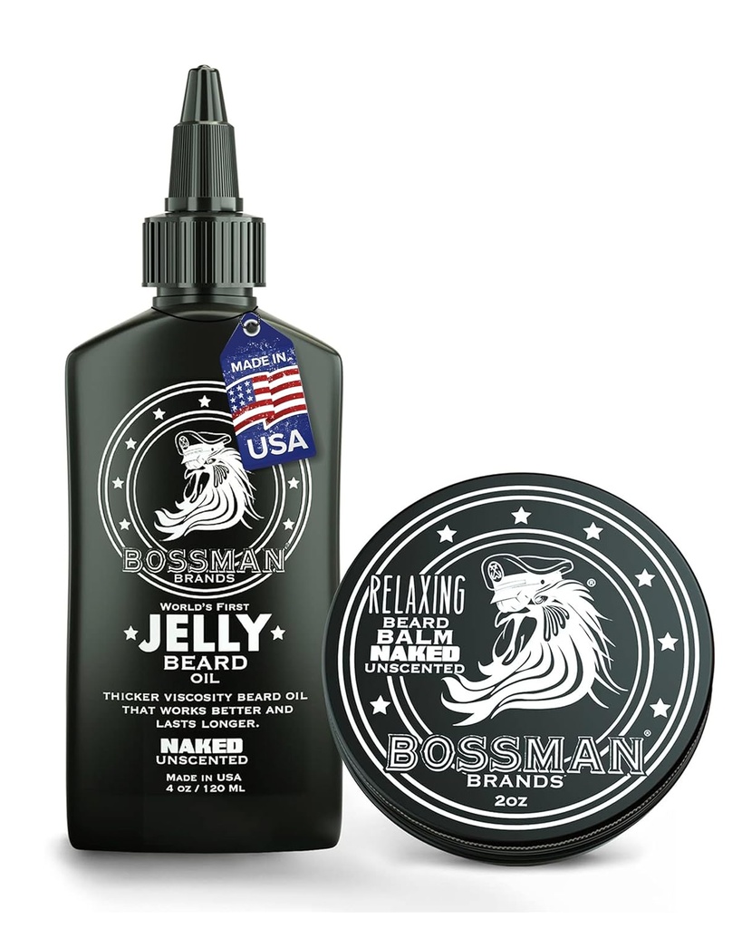 Bossman Brada olje žele in sproščujoče Brada Balm Combo- goli vonj