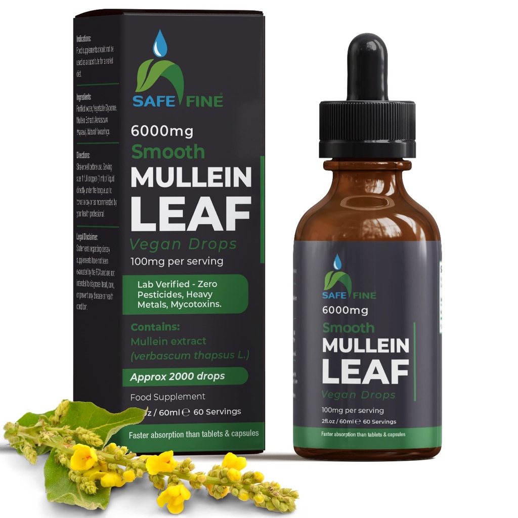 Organic Mullein Tincture kapljice za zdravje dihal – naravna podpora pljuč, alkohol brez alkohola, vegan, ne-GMO, zeliščni ekstrakt, 2 fl oz (60ml) naravna pomoč za spanje in imunske podpore