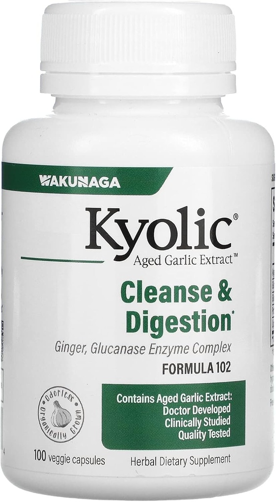 Česen, česen ekstrakt, čiščenje in prebavljanje Formula 102, 100 Veggie kapsule, Kyolic