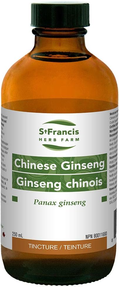 St Francis Herb Farm - kitajski ginseng (panax ginseng, root) Certified Organic Herbal Tinkture Extract – tradicionalno se uporablja v zeliščni medicini kot podporna terapija za spodbujanje zdravega